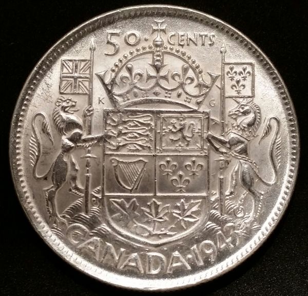 1943-Canadian-50-Cent-3/3-Far